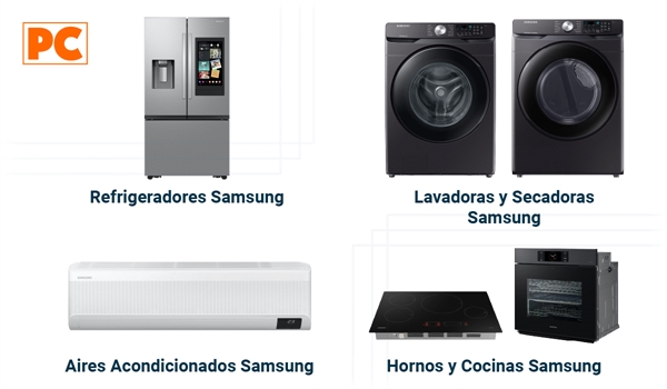 Línea Blanca Samsung: Refrigeradores, Lavadoras y Secadoras, Aires Acondicionados, Hornos y Estufas