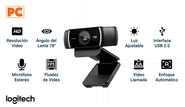 Especificaciones Técnicas de la Cámara Web Logitech C922 Pro Stream