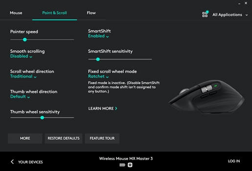 Logitech Options Adjust DPI