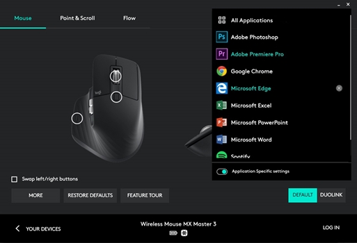 Logitech Options - Interface