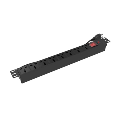 NPD-21U8U15A Regleta Eléctrica Universales para Rack de 1U y 8 Salidas-Vista Lateral