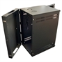 Gabinete-Pared-24U-Profundidad-Extendida-Abatible-Negro-Vista Diagonal Abierta