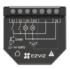 EZVIZ Wi-Fi Relay T36  - Módulo Relevador Inteligente de 2 Canales, Monitoreo de Energía, Protección de Sobrecarga, Negro