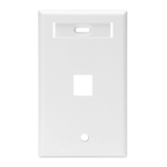 Leviton 42080-1WS - Single-Gang QUICKPORT Keystone Wallplate with ID Window, 1-Port, White