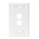 Leviton 42080-2WS - Single-Gang QUICKPORT Keystone Wallplate with ID Windows, 2-Port, White