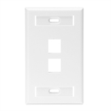 Leviton 42080-2WS - Single-Gang QUICKPORT Keystone Wallplate with ID Windows, 2-Port, White