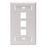Leviton 42080-3WS - Single-Gang QUICKPORT Keystone Wallplate with ID Windows, 3-Port, White