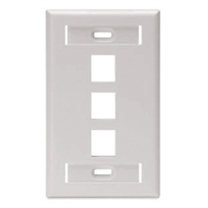 Leviton 42080-3WS - Single-Gang QUICKPORT Keystone Wallplate with ID Windows, 3-Port, White