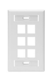 Leviton 42080-6WS - Single-Gang QUICKPORT Keystone Wallplate with ID Windows, 6-Port, White