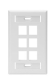 Leviton 42080-6WS - Single-Gang QUICKPORT Keystone Wallplate with ID Windows, 6-Port, White