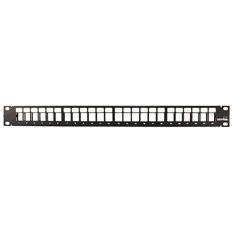 Leviton 49255-H24 - Flat QUICKPORT Patch Panel, Empty, 24-Port, 1RU, Rack-Mount, Black