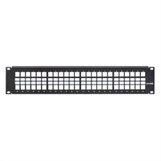 Leviton 49255-H48 - Flat QUICKPORT Patch Panel, Empty, 48-Port, 2RU, Rack-Mount, Black