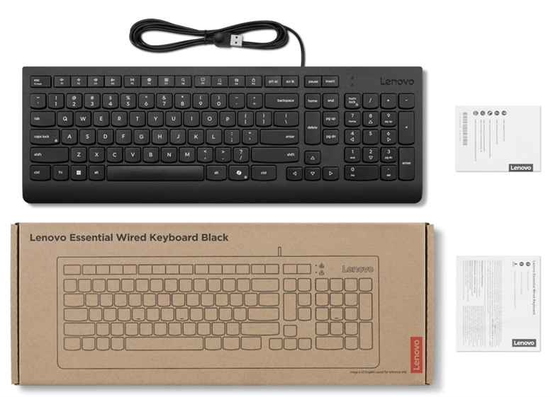 4Y41R64657 - Negro - Teclado Esencial con Cable - Vista de caja frontal