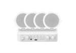 Hikvision Commercial  - Public Address Analog Audio System With 60W 2-Zone Amplifier, 4x 6W Ceiling Speakers, Bluetooth, USB, and RCA/Microphone Inputs, White