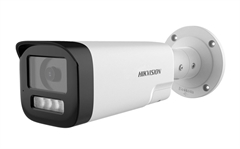 Hikvision  - Cámara de Seguridad Tipo Bala Analógica 2MP Turbo HD con Audio Bidireccional, Smart Hybrid Light 80m, Audio sobre Coaxial, IP67, Blanco