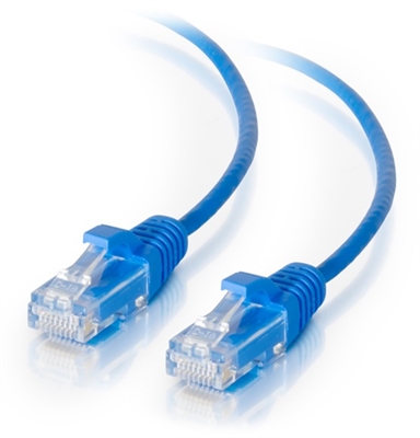 576RD10010 Cat6 Reduced Diameter Patch Cable Blue-Front View