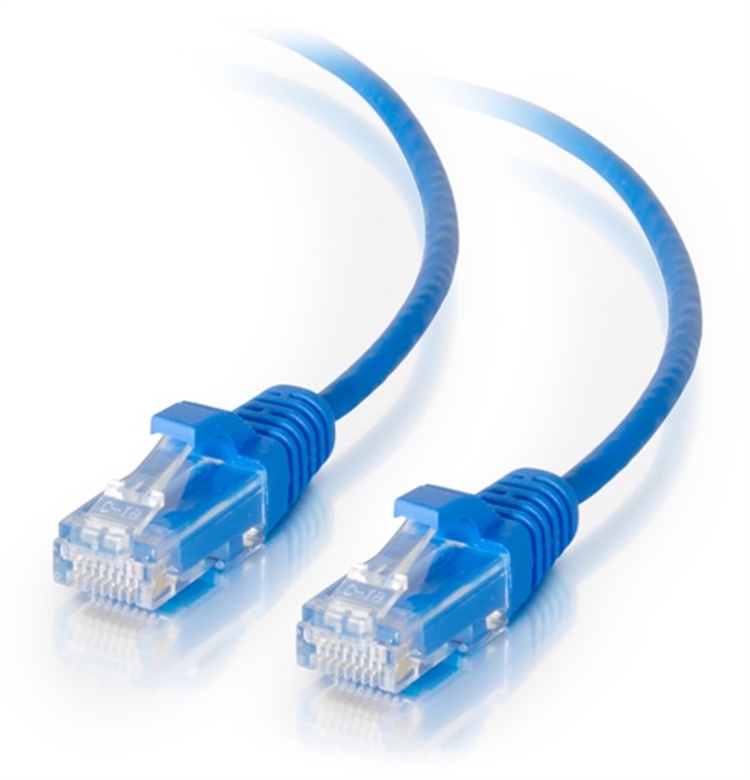 576RD10025 Cat6 Reduced Diameter Patch Cable Blue-Front View