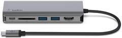 Belkin CONNECT - USB-C, Adaptador Multipuerto 6 en 1, Estación de Acoplamiento, Gris