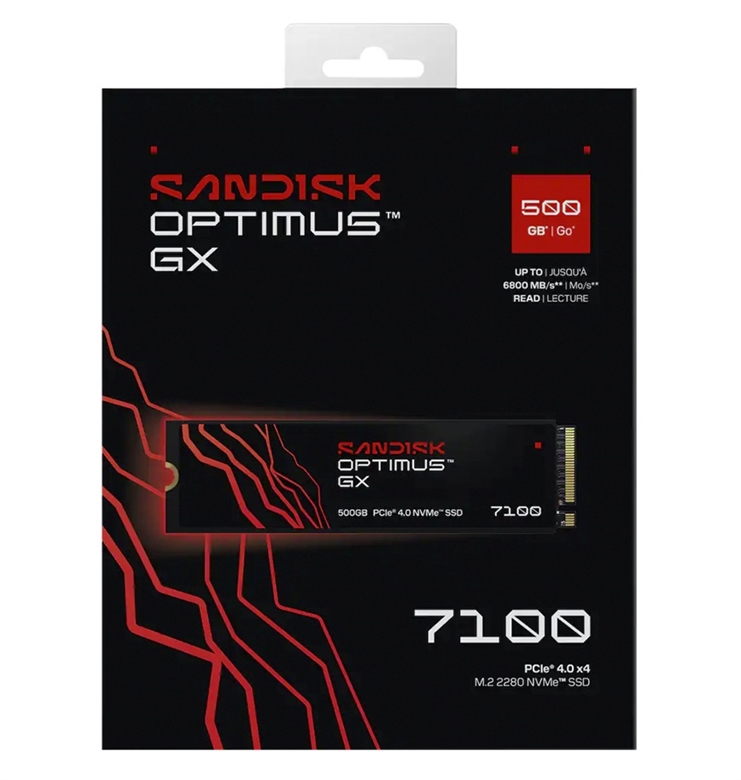 60439 SanDisk Optimus GX 7100 NVMe M2 500GB SSD-Box View