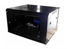 Newlink NEW-0912299 -  Wall Mount Fixed Enclosure with Tempered Glass Door, 0.37m Height, 6U Capacity, 0.45m Total Depth with Built-in Fan and Back Panel
