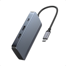 Anker USB-C Hub 7-in-1, Dual Display - Hub USB-C, Doble HDMI 4K, USB-C Power Delivery de 100 W, USB-A de 10 Gbps, Gris