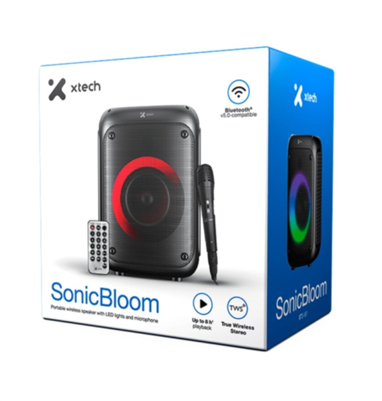 76040120807766 Parlante Inalámbrico SonicBloom XTS-661 con Micrófono-Vista Caja