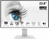 MSI Pro MP243XW - Monitor, 23.8", FHD 1920 x 1080p, IPS, 16:9, 100Hz Refresh Rate, HDMI, Display Port, With Speakers, White