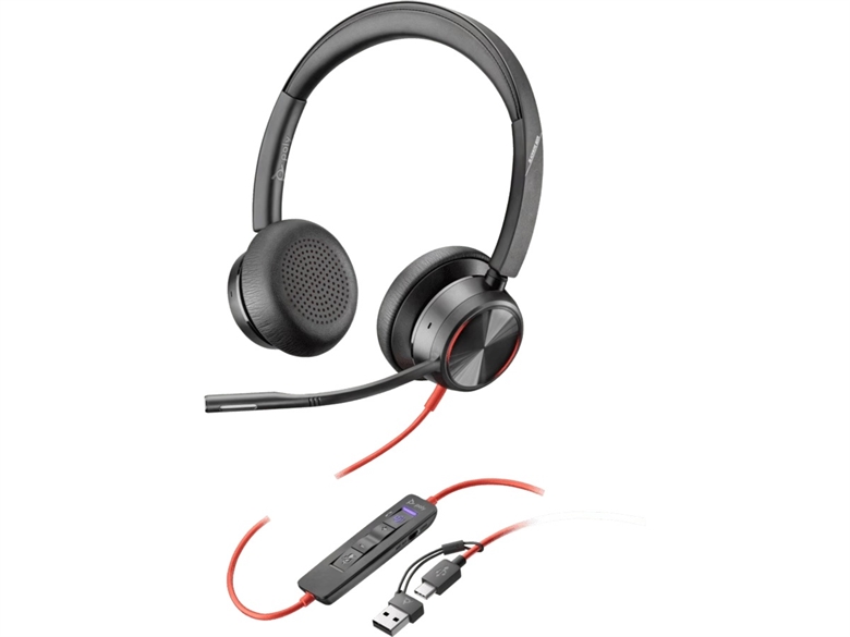 8X225AA Poly Blackwire 8225 Headset Estéreo con Cable USB-C y Adaptador USB-A - Vista Frontal