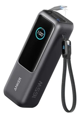 Anker Laptop Power Bank - Portable Battery, 25,000 mAh, 165W, Built-In and Retractable USB-C Cables, Space Black
