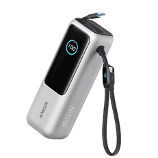 Anker Laptop Power Bank  - Portable Battery, 25,000 mAh, 165W, Built-In and Retractable USB-C Cables, Silver