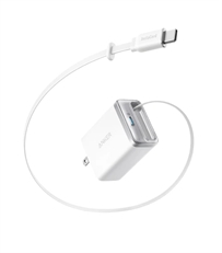 Anker Nano Charger - Wall Charger, 35W, USB-C, Built-In Retractable USB-C Cable, White