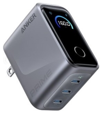 Anker Prime Charger - Wall Charger, 160W, 3 USB-C Ports, Smart Display, PowerIQ 5.0, GaN, Black