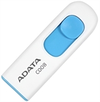 ADATA C008 - 16GB USB 2.0 Flash Drive, Retractable Capless Design, White & Blue
