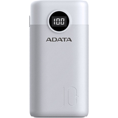 ADATA  - Batería Portátil, 10,000mAh, Hasta 22.5W con Soporte de Carga Rápida Múltiple, Blanco