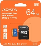 ADATA Premier  - 64GB microSDXC Memory Card, UHS-I Class 10, A1, V10, Up to 100MB/s, SD Adapter Included