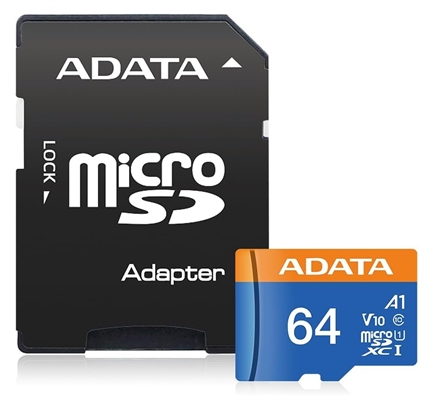 ADATA Premier microSDXC 64GB Memory Card with Adapter-Memory and adapter View