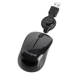 Targus Compact BlueTrace - Retractable USB Mouse, BlueTrace Sensor, 1000 DPI, Compact Design, Black