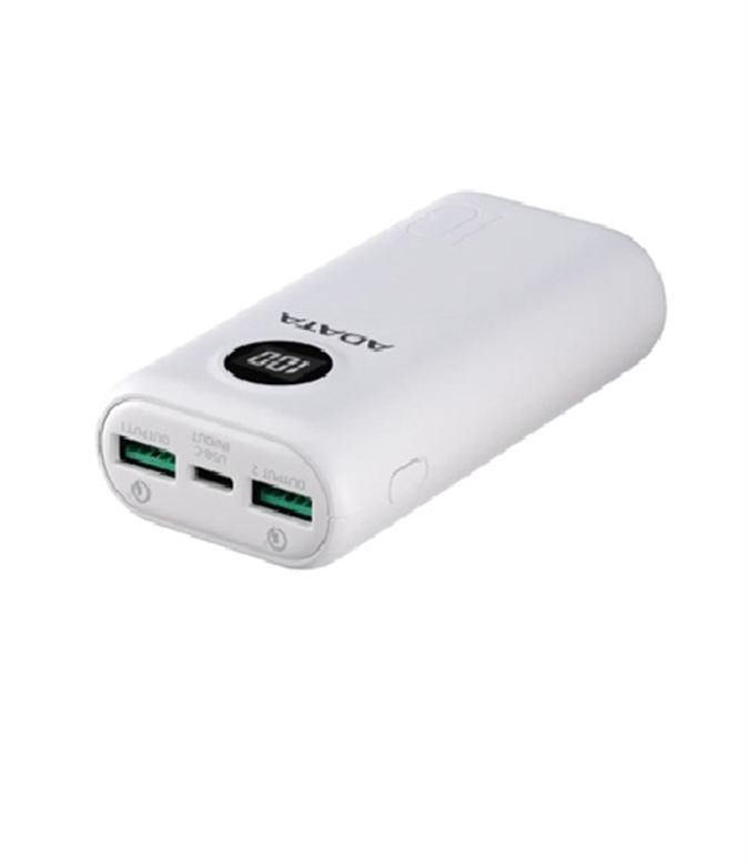 ap10000qcd-dgt-cwh white-power-bank-10000mah-with-digital-display-diagonal-view