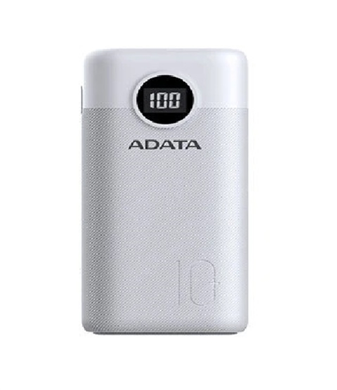 ap10000qcd-dgt-cwh white-power-bank-10000mah-with-digital-display-front-view