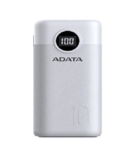 ADATA  - Batería Portátil, 10,000mAh, Hasta 22.5W con Soporte de Carga Rápida Múltiple, Blanco