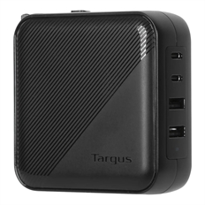 Targus PowerElite GaN Wall Charger - 100W, 4-Port Fast Charger with Dual USB-C PD, Dual USB-A, International Travel Adapter, Black
