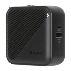 Targus PowerElite GaN Wall Charger - 65W, USB-C PD Fast Charging, USB-A Quick Charge, International Travel Adapter, Black
