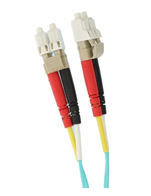 Aqua-OM4 LC to LC Duplex Fiber Optic Patch Cord 5m-Side View
