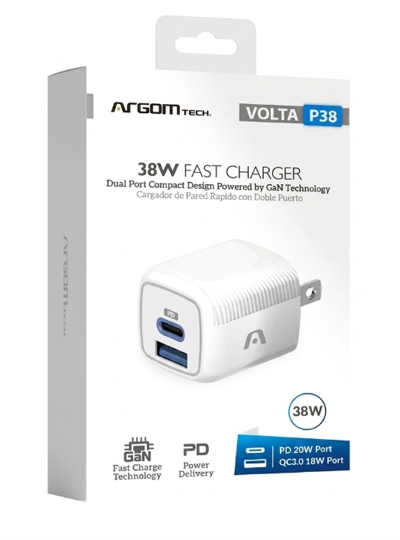 ARG-AC-0116WT-White-Wall Charger-VOLTA P38 Dual GaN 38W-Box
