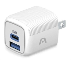 ArgomTech VOLTA P38 Dual GaN Fast Charger  - Wall Charger, USB-C PD to USB-A QC3.0, Up to 38W, White