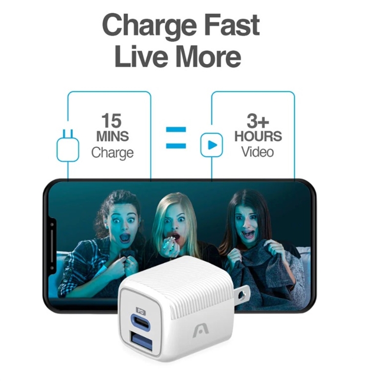 ARG-AC-0155WT-White-Wall Charger-Dual Port Fast Charger GaN 38W-Features