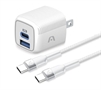 ARG-AC-0155WT-White-Wall Charger-Dual Port Fast Charger GaN 38W-Front View