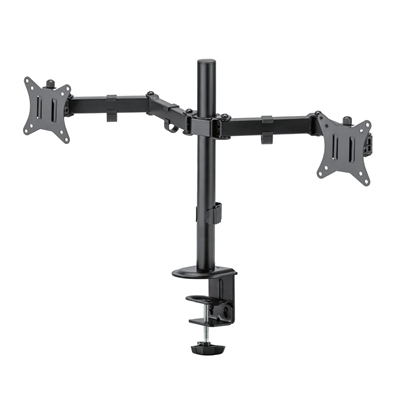 ARG-BR-1603 Soporte de Escritorio de Doble Brazo para Monitores de hasta 32 con Abrazadera-Vista Posterior