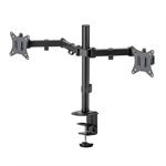 ArgomTech ARG-BR-1603  - Soporte de Escritorio de Doble Brazo para Monitor con Abrazadera, Negro, 17" a 32", Peso Máx 9Kg por Brazo