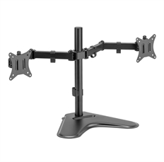 ArgomTech ARG-BR-1605  - Soporte de Escritorio para Doble Monitor con Base y Ranura para Teléfono, Negro, 17" a 32", Peso Máx 9Kg por Brazo